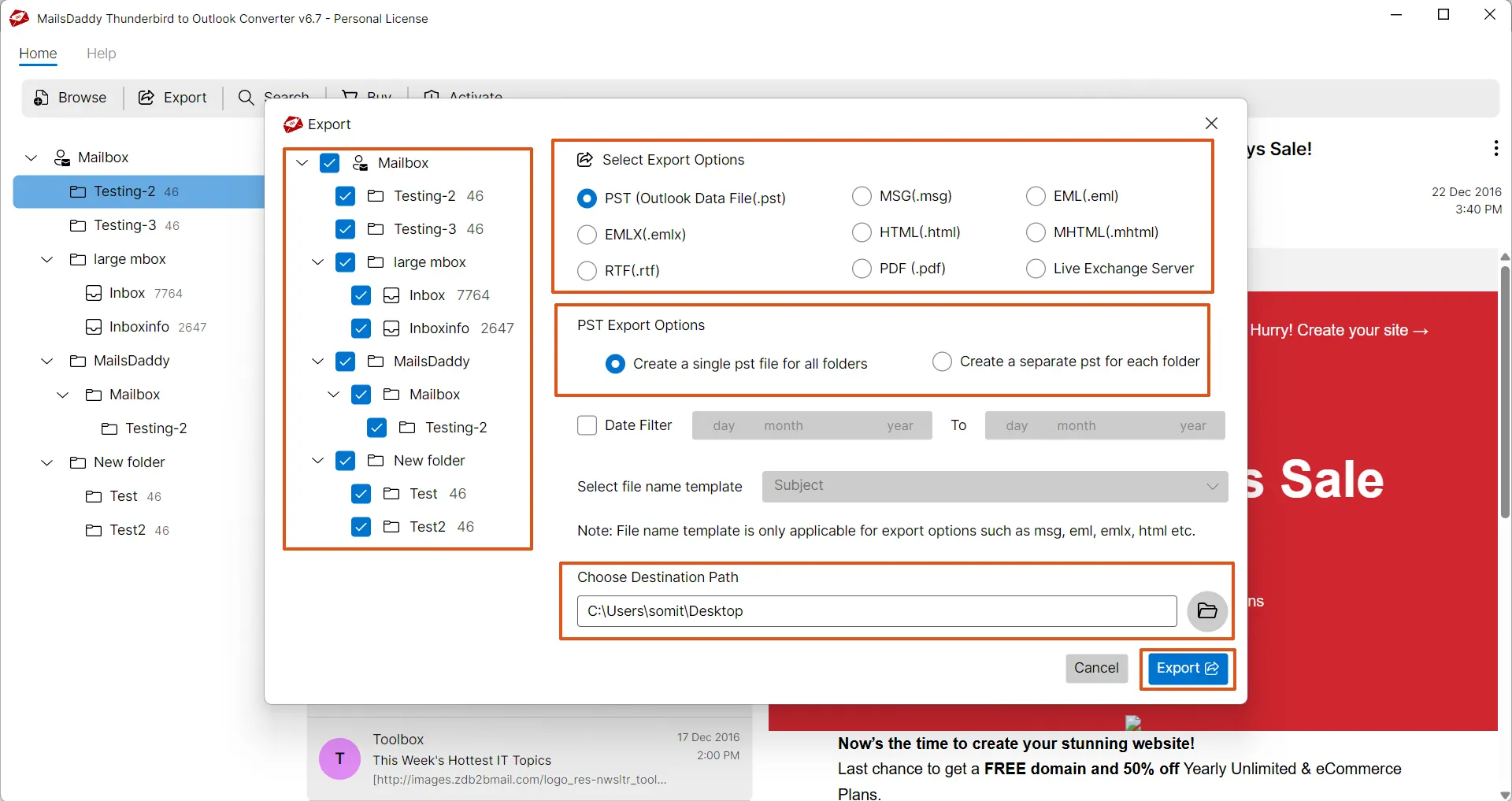 MailsDaddy Launches New Version of Thunderbird to Outlook Converter with PDF Export