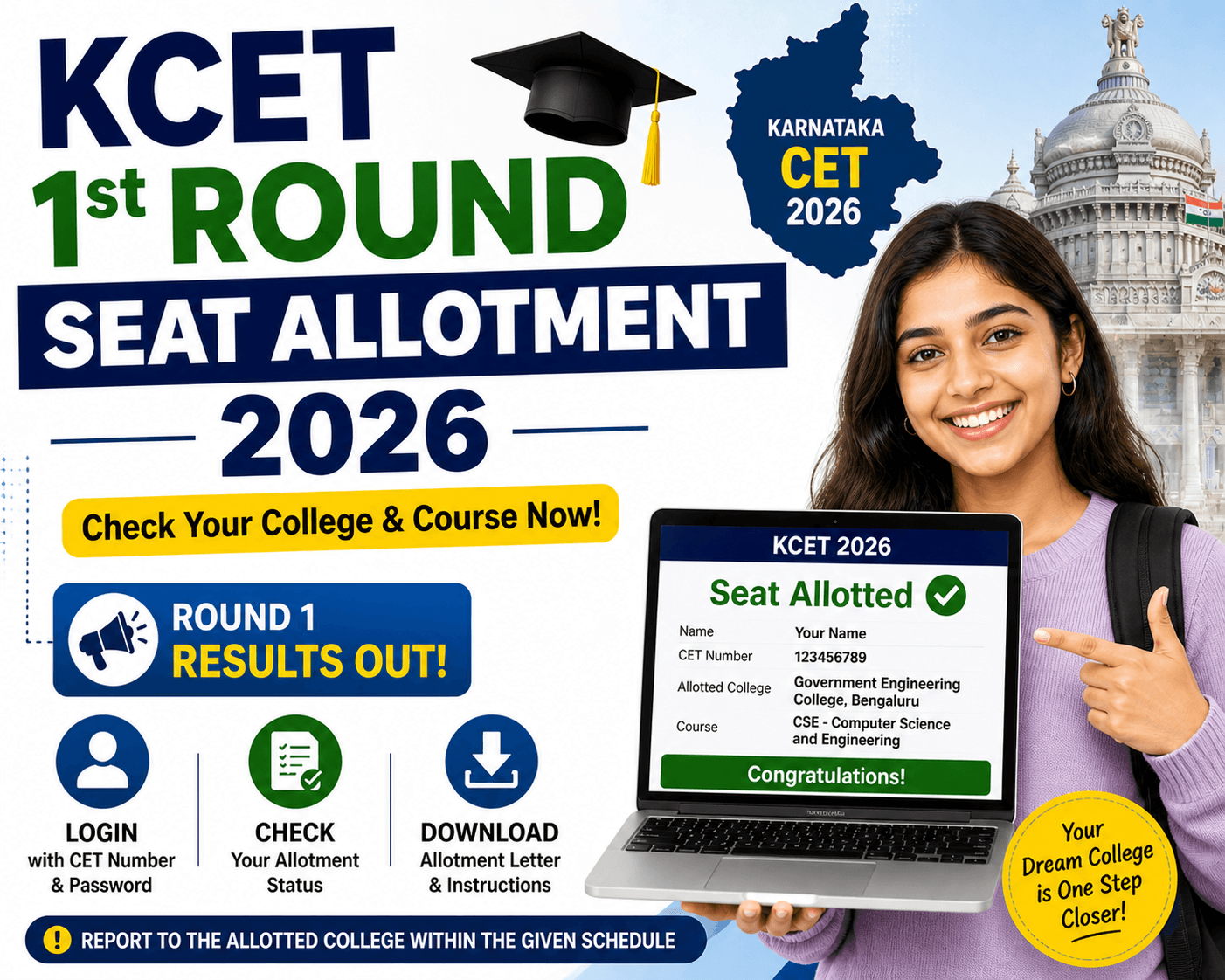 KCET 2026 1st Round Seat Allotment Update: Important Information for Students