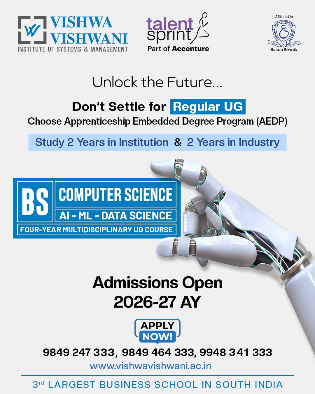 Vishwa Vishwani Launches Future-Ready BS Computer Science Program in Hyderabad