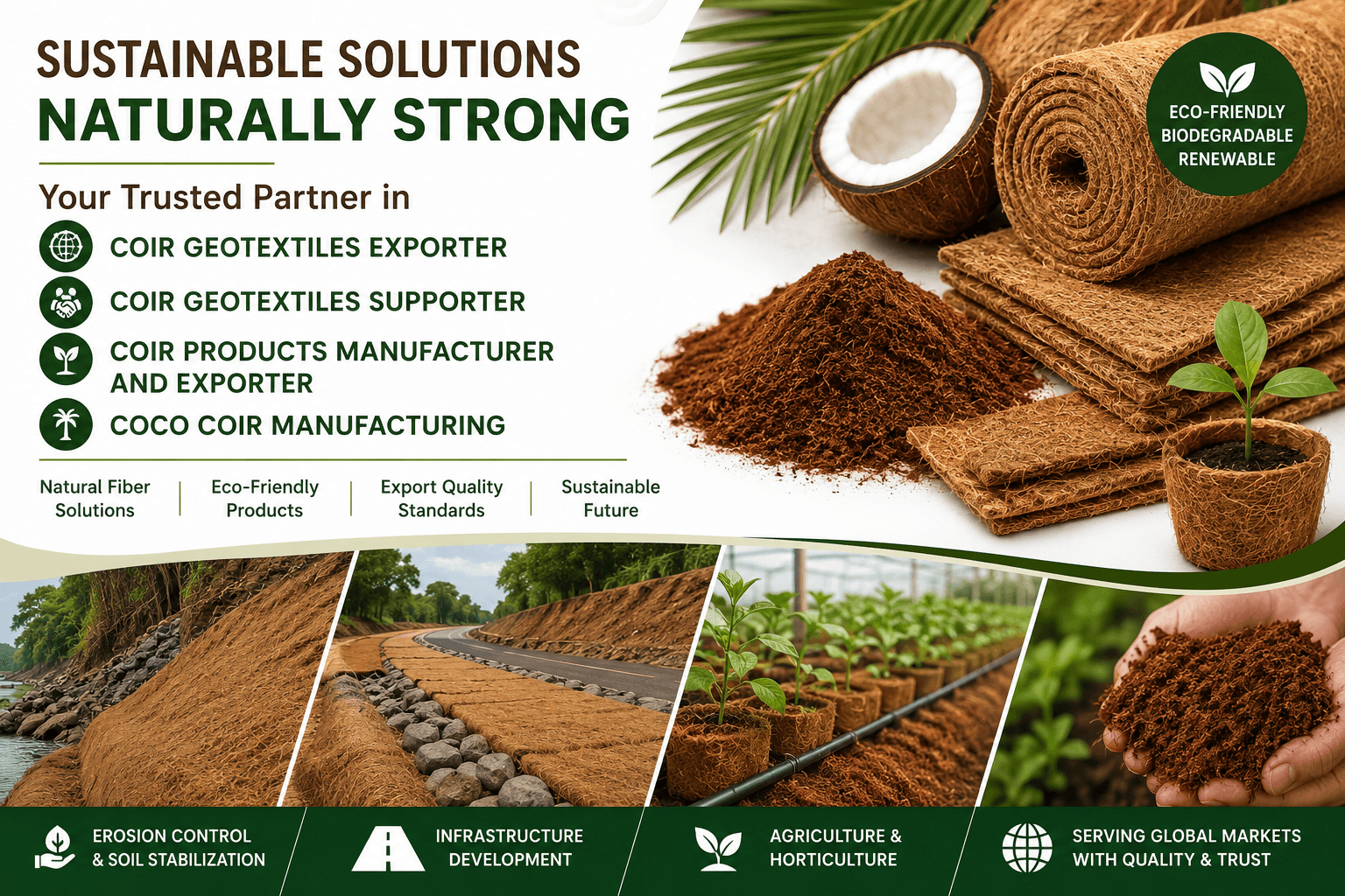 Leading Coir Products Manufacturer and Exporter Strengthens Global Presence Through Sustainable Coco Coir Manufacturing